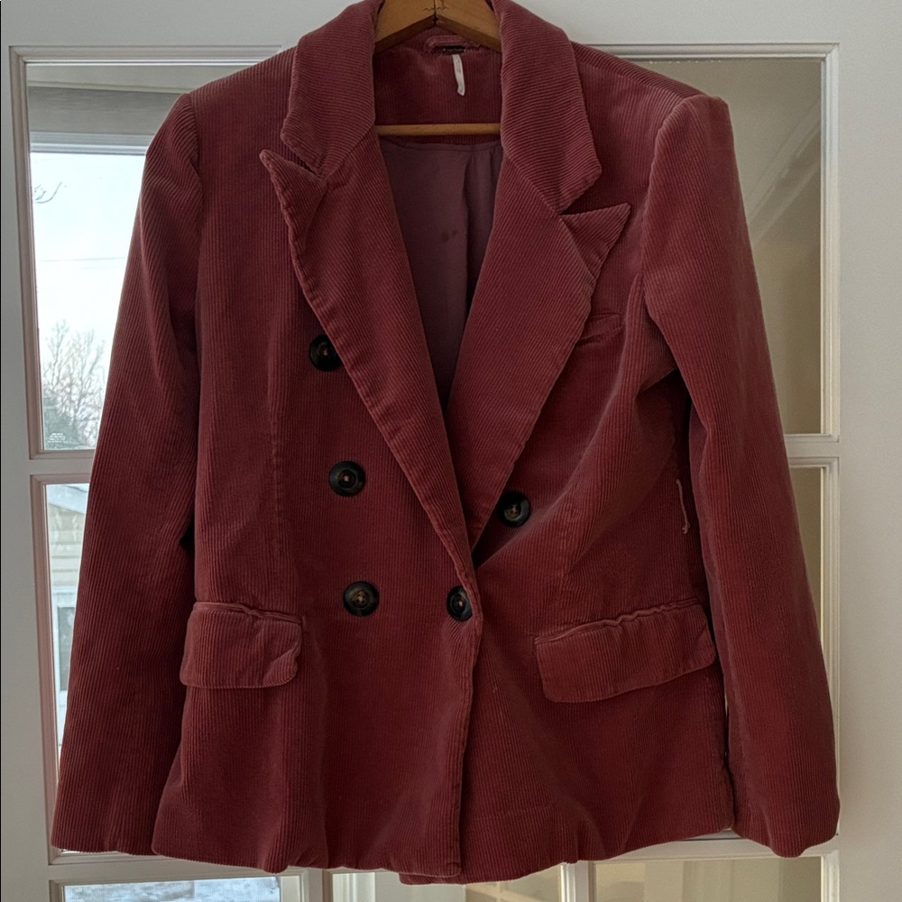 Free People Women's Corduroy Double-Breasted Jacket with matching shorts